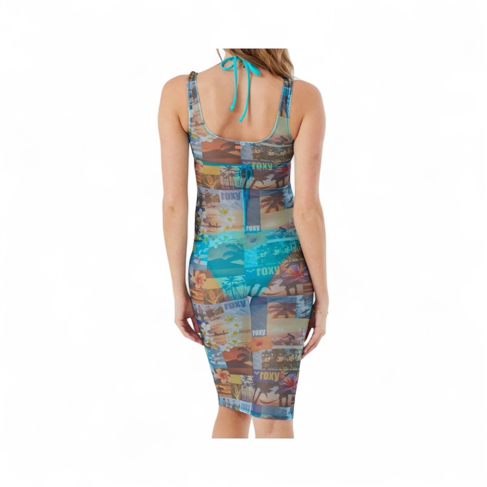 Roxy Cover Up Dress Mesh Crochet Tropical Paradise Print Medium Beach BNWT - Picture 2 of 9